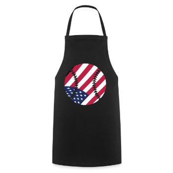 USA Patriotic Softball American Flag Sports Art - Cooking Apron - black - Front - AI Model Male 185 dark (185cm)