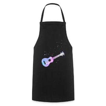 Hawaiian Ukulele Uke Watercolor - Kochschürze - Schwarz - Vorne - AI Model Male 185 dark (185cm)