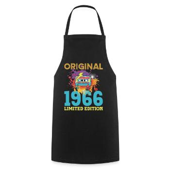 60 Year Old Birthday 1966 Retro Vintage Cassette - Cooking Apron - black - Front - AI Model Male 185 dark (185cm)