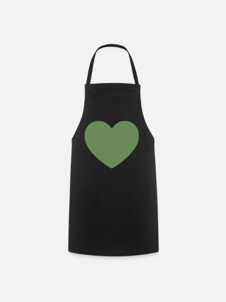 Cadeau de la Saint-Valentin vert cœur vert - Tablier de cuisine - noir