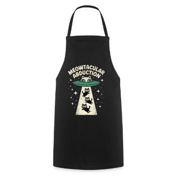 Enlèvement drôle d’extraterrestre chat - Tablier de cuisine - noir - Devant - AI Model Male 185 dark (185cm)