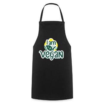 I'm vegan. - Cooking Apron - black - Front - AI Model Male 185 dark (185cm)