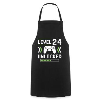 24. Geburtstag Level 24 unlocked - Kochschürze - Schwarz - Vorne - AI Model Male 185 dark (185cm)