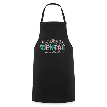 Floral Dental Assistant Dentist Woman - Cooking Apron - black - Front - AI Model Male 185 dark (185cm)
