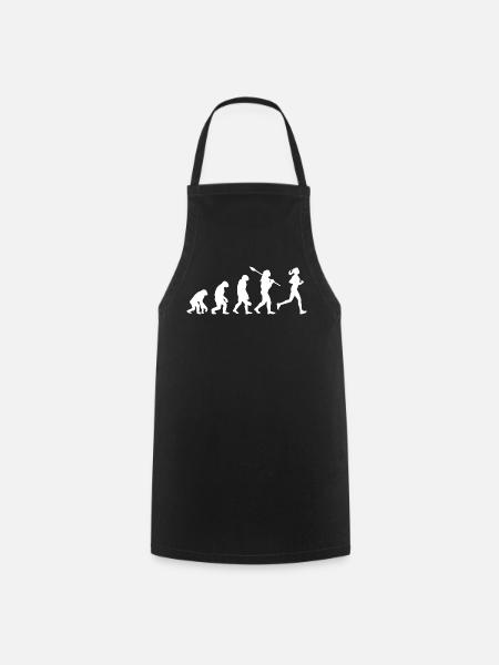 Evolution of Woman Running Silhouette - Cooking Apron - black