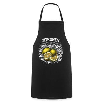 Zitrone Kraft – Retro Frucht-Illustration - Kochschürze - Schwarz - Vorne - AI Model Male 185 dark (185cm)