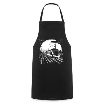 Railway Drawing - Cooking Apron - black - Front - AI Model Male 185 dark (185cm)