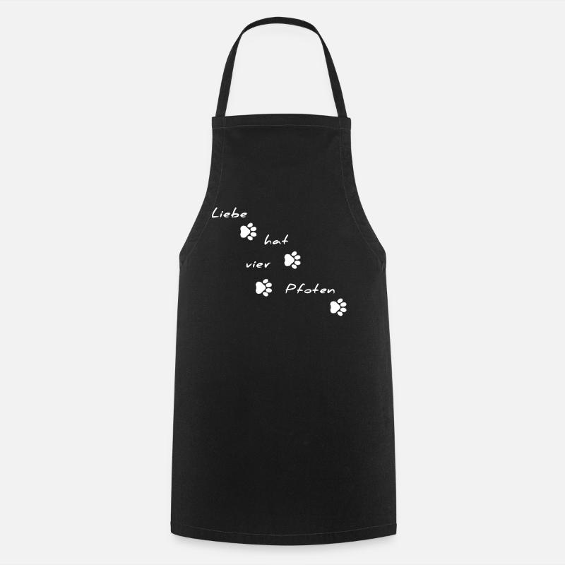 Love Has Four Paws Font Motif - Cooking Apron - black