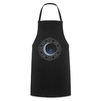 Islamische Kunst-Moschee Halbmond Elegant - Kochschürze - Schwarz - Vorne - AI Model Male 185 dark (185cm)