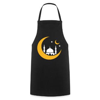 Islam Crescent Moon Moskee Silhouette - Kochschürze - Schwarz - Vorne - AI Model Male 185 dark (185cm)