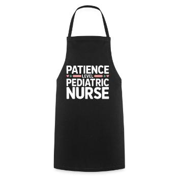 Patiente infirmière pédiatrique Niveau de patience en soins infirmiers pédiatriques - Tablier de cuisine - noir - Devant - AI Model Male 185 dark (185cm)