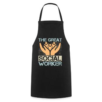 Social Worker Quote The Great Social Work - Cooking Apron - black - Front - AI Model Male 185 dark (185cm)