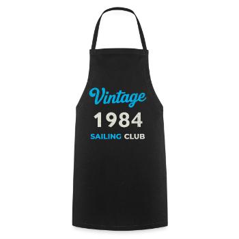 Millésime 1984 – Année de naissance rétro du Yachting Club - Tablier de cuisine - noir - Devant - AI Model Male 185 dark (185cm)
