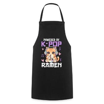 Powered By K-Pop Ramen - Cooking Apron - black - Front - AI Model Male 185 dark (185cm)