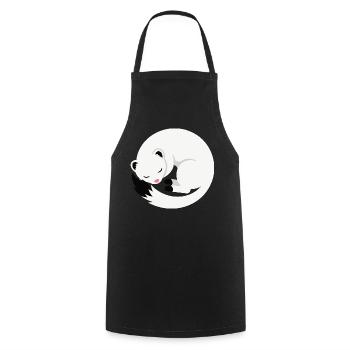 Cute sleeping ermine minimalist style - Cooking Apron - black - Front - AI Model Male 185 dark (185cm)