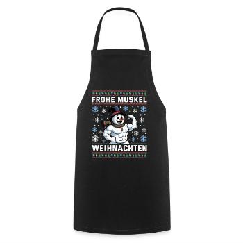 Gym MERRY MUSCLE CHRISTMAS Funny - Cooking Apron - black - Front - AI Model Male 185 dark (185cm)