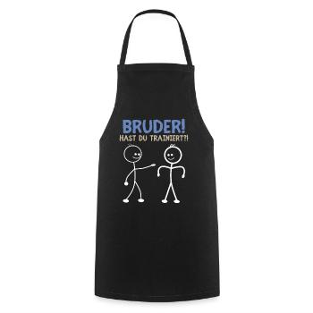 Strichmännchen HAST DU TRAINIERT LUSTIG - Kochschürze - Schwarz - Vorne - AI Model Male 185 dark (185cm)