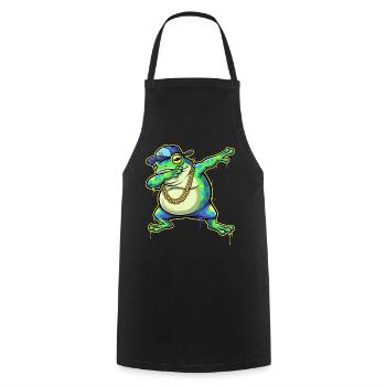 Green Street Frog with Gold Chain Dabbing - Cooking Apron - black - Front - AI Model Male 185 dark (185cm)