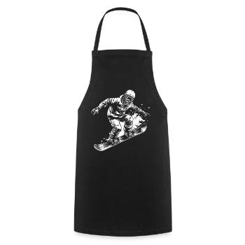 Snowboarder Drawing - Cooking Apron - black - Front - AI Model Male 185 dark (185cm)