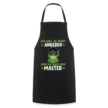 Master's exam passed, frog graduation completed - Cooking Apron - black - Front - AI Model Male 185 dark (185cm)