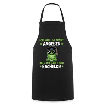Bachelor's exam passed frog degree - Cooking Apron - black - Front - AI Model Male 185 dark (185cm)