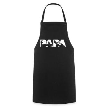 Papa Fisherman Angling Dad Fishing Boat Silhouette - Cooking Apron - black - Front - AI Model Male 185 dark (185cm)