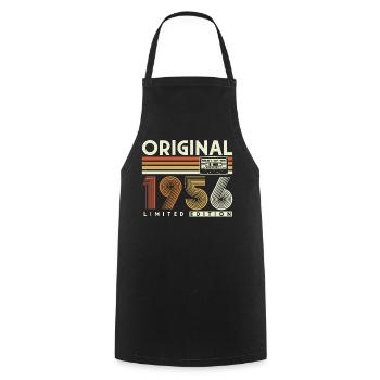 70e anniversaire 1956 Vintage Born Retro - Tablier de cuisine - noir - Devant - AI Model Male 185 dark (185cm)