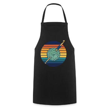 Funny Crochet Yarn Lovers Crochet Hook Retro - Cooking Apron - black - Front - AI Model Male 185 dark (185cm)
