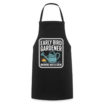 Early Bird Gardener Morning Water Crew - Cooking Apron - black - Front - AI Model Male 185 dark (185cm)