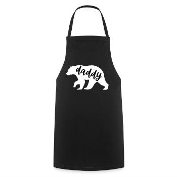 Papa Ours - Adorable association familiale & Fête des pères - Tablier de cuisine - noir - Devant - AI Model Male 185 dark (185cm)