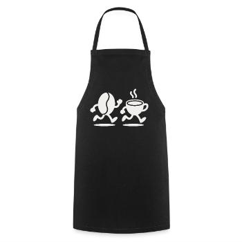 Koffein-Sprint: Bean & Cup Run - Kochschürze - Schwarz - Vorne - AI Model Male 185 dark (185cm)
