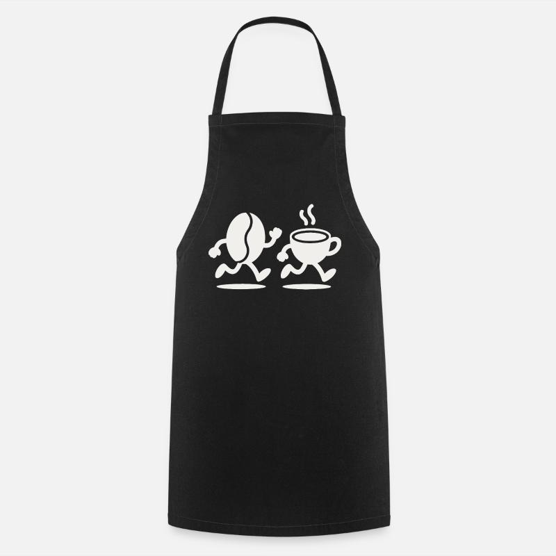 Caffeine Sprint : course aux haricots et aux tasses - Tablier de cuisine - noir