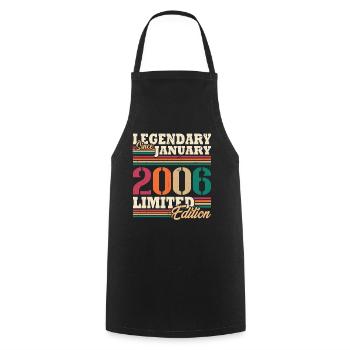 Vintage 2006 Janvier Rétro Cadeau D'anniversaire - Tablier de cuisine - noir - Devant - AI Model Male 185 dark (185cm)