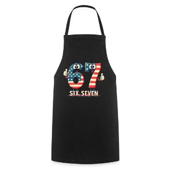 US Flag 67 Memes Six Seven - Cooking Apron - black - Front - AI Model Male 185 dark (185cm)