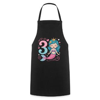 Mermaid 3rd Birthday 3 Years - Cooking Apron - black - Front - AI Model Male 185 dark (185cm)