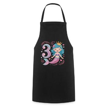 Mermaid 3rd Birthday 3 Years - Cooking Apron - black - Front - AI Model Male 185 dark (185cm)