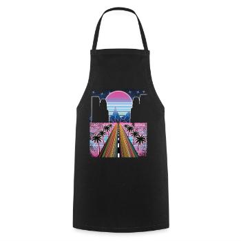 80er Retro Synthwave Vintage Streetwear - Kochschürze - Schwarz - Vorne - AI Model Male 185 dark (185cm)