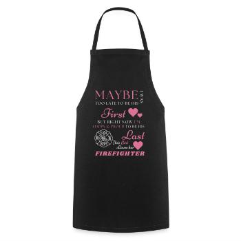 Firefighter Wife - Proud Fire Dept. Spouse & Hero  - Cooking Apron - black - Front - AI Model Male 185 dark (185cm)