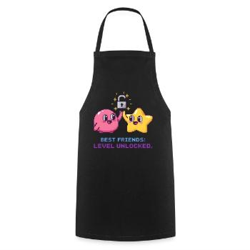 Best Friends BFF Pixel Gaming Level Up - Cooking Apron - black - Front - AI Model Male 185 dark (185cm)