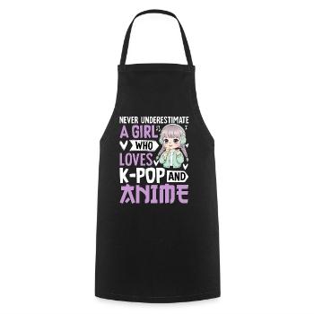 Never Underestimate Girl Who Loves K-Pop And Anime - Cooking Apron - black - Front - AI Model Male 185 dark (185cm)