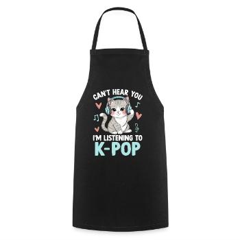 Je ne t’entends pas en écoutant de la K Pop - Tablier de cuisine - noir - Devant - AI Model Male 185 dark (185cm)