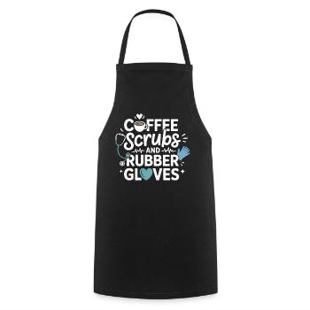 Coffee scrubs and rubber gloves - Cooking Apron - black - Front - AI Model Male 185 dark (185cm)