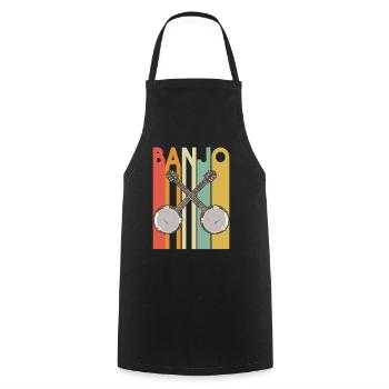 Banjos croisés Rétro Vintage - Tablier de cuisine - noir - Devant - AI Model Male 185 dark (185cm)