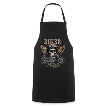 Biker Rules - Since 1950 - Live to Ride - Kochschürze - Schwarz - Vorne - AI Model Male 185 dark (185cm)