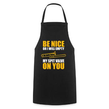 Sois gentil tromboniste tromboniste - Tablier de cuisine - noir - Devant - AI Model Male 185 dark (185cm)