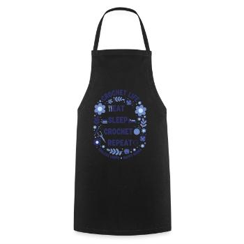 Crochet Life Eat Sleep Crochet Repeat Happy Hooks - Cooking Apron - black - Front - AI Model Male 185 dark (185cm)