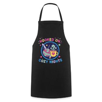 Accro aux nuits douillettes Amant du crochet Drôle - Tablier de cuisine - noir - Devant - AI Model Male 185 dark (185cm)