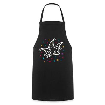 Casquette de fou de carnaval moderne avec étoiles et confettis - Tablier de cuisine - noir - Devant - AI Model Male 185 dark (185cm)