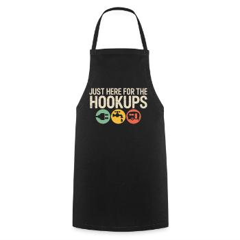 Hookups Trio: Wohnmobil-Camping-Ikonen - Kochschürze - Schwarz - Vorne - AI Model Male 185 dark (185cm)