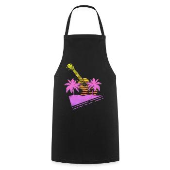 Hawaiian Ukulele Uke Retro 80s 90s - Cooking Apron - black - Front - AI Model Male 185 dark (185cm)